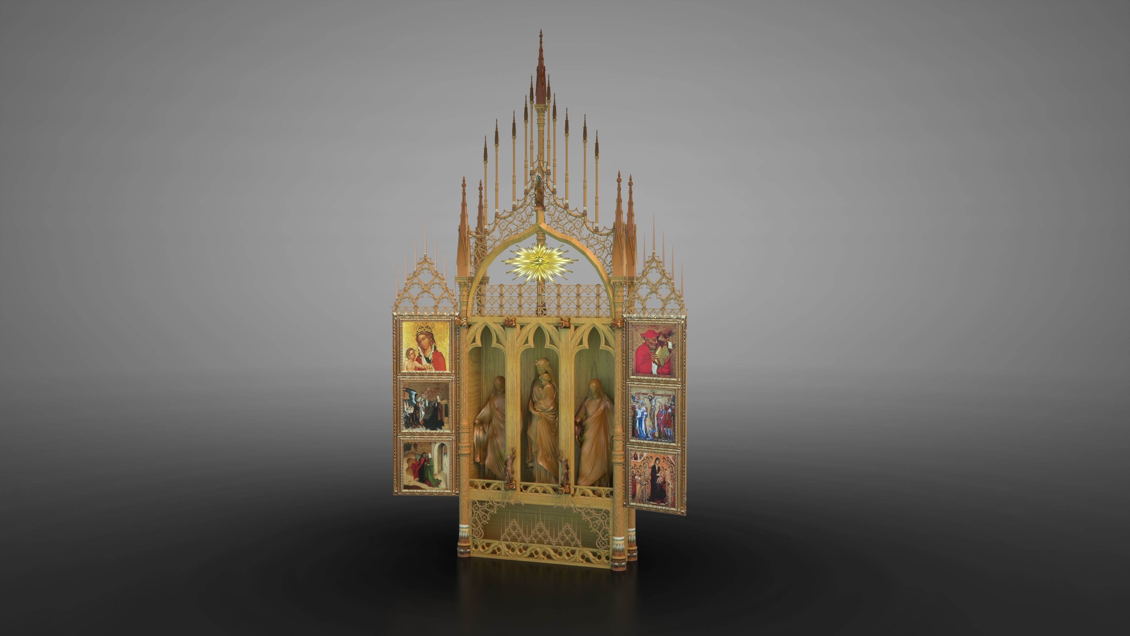 Gothic altar 3D model_3