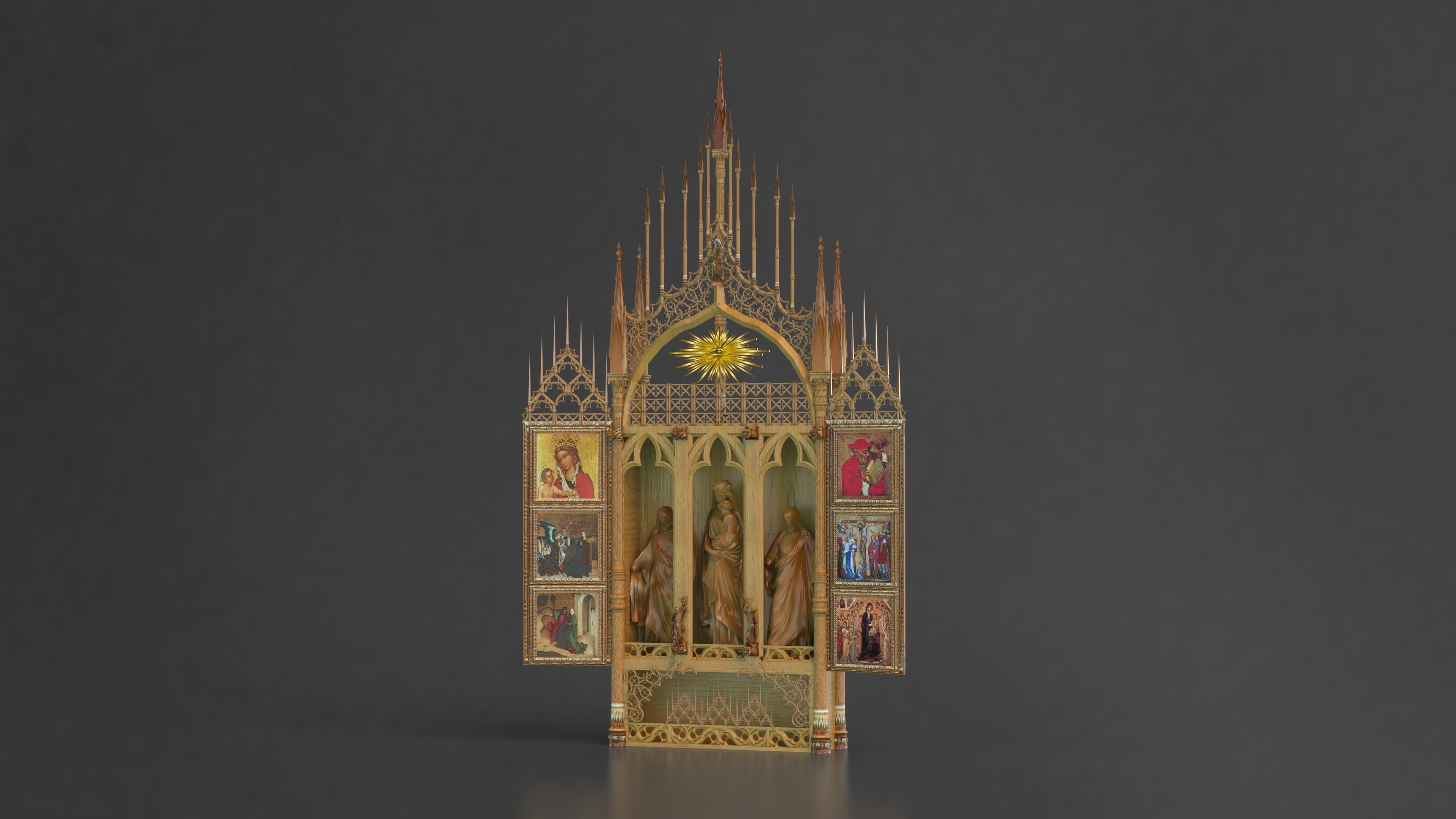 Gothic altar 3D model_4