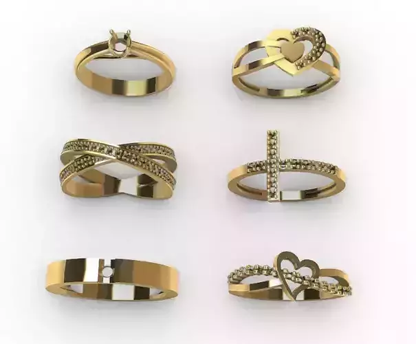 6 Lady Rings Anillos Dama  3D print model