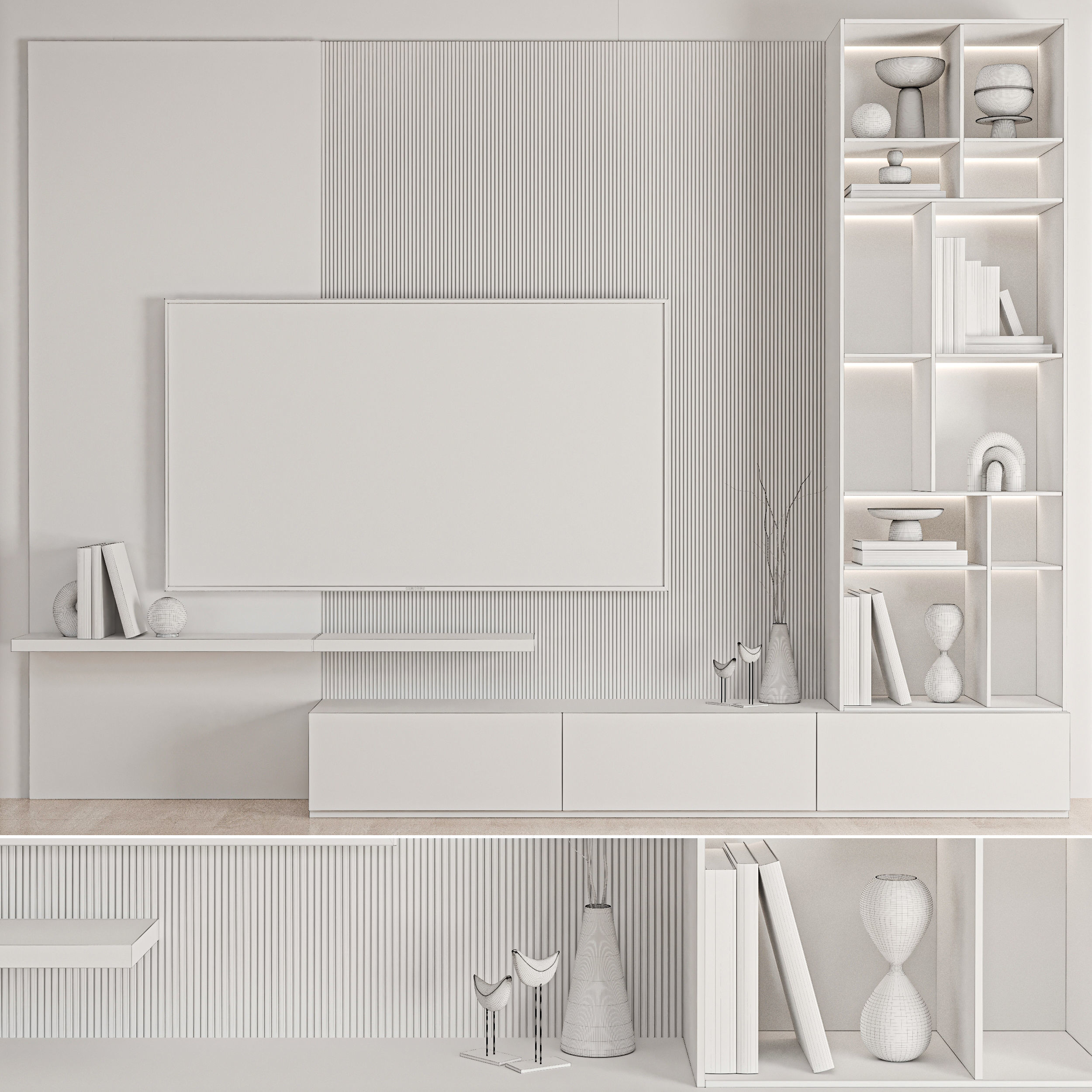 TV Wall 02 3D model_5