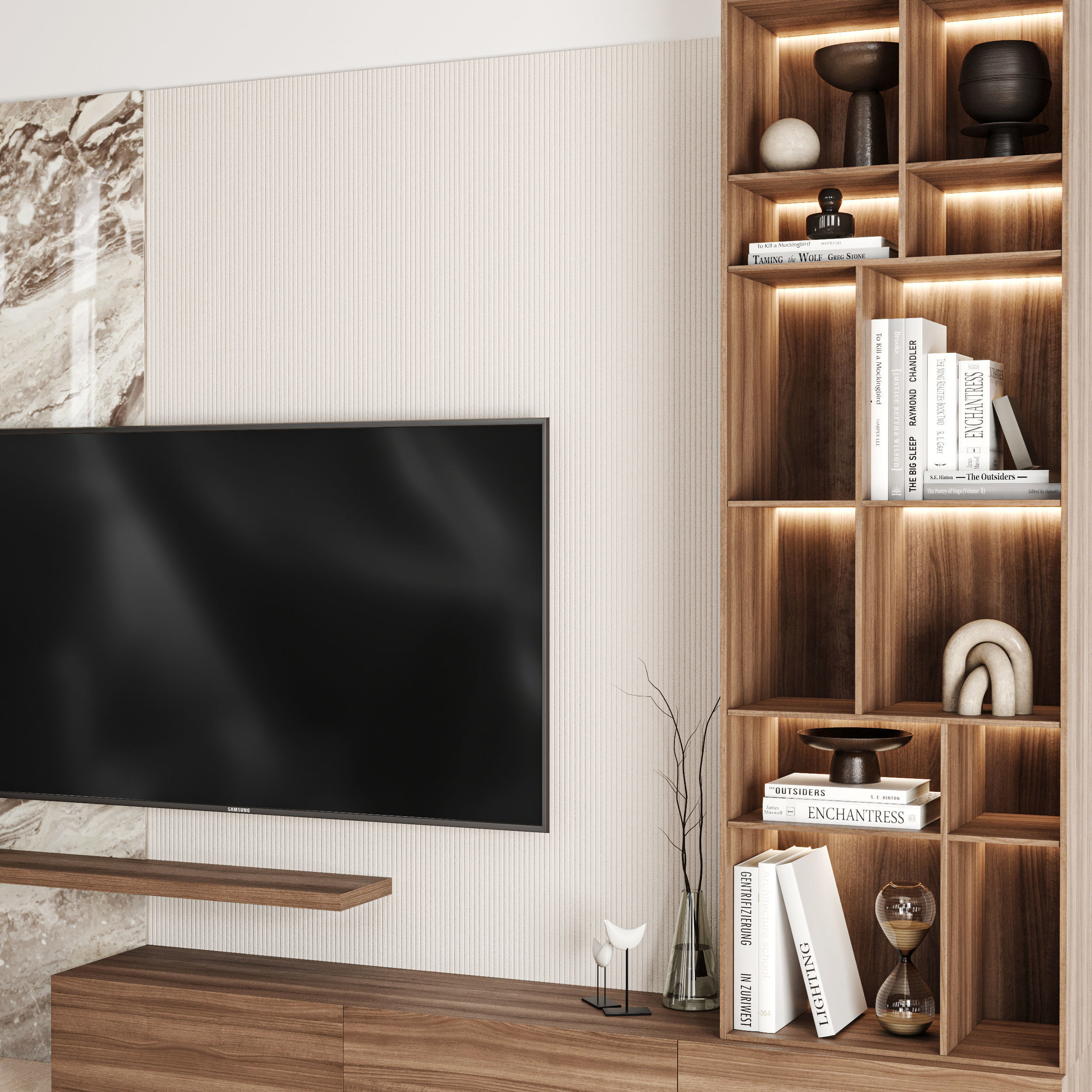 TV Wall 02 3D model_2