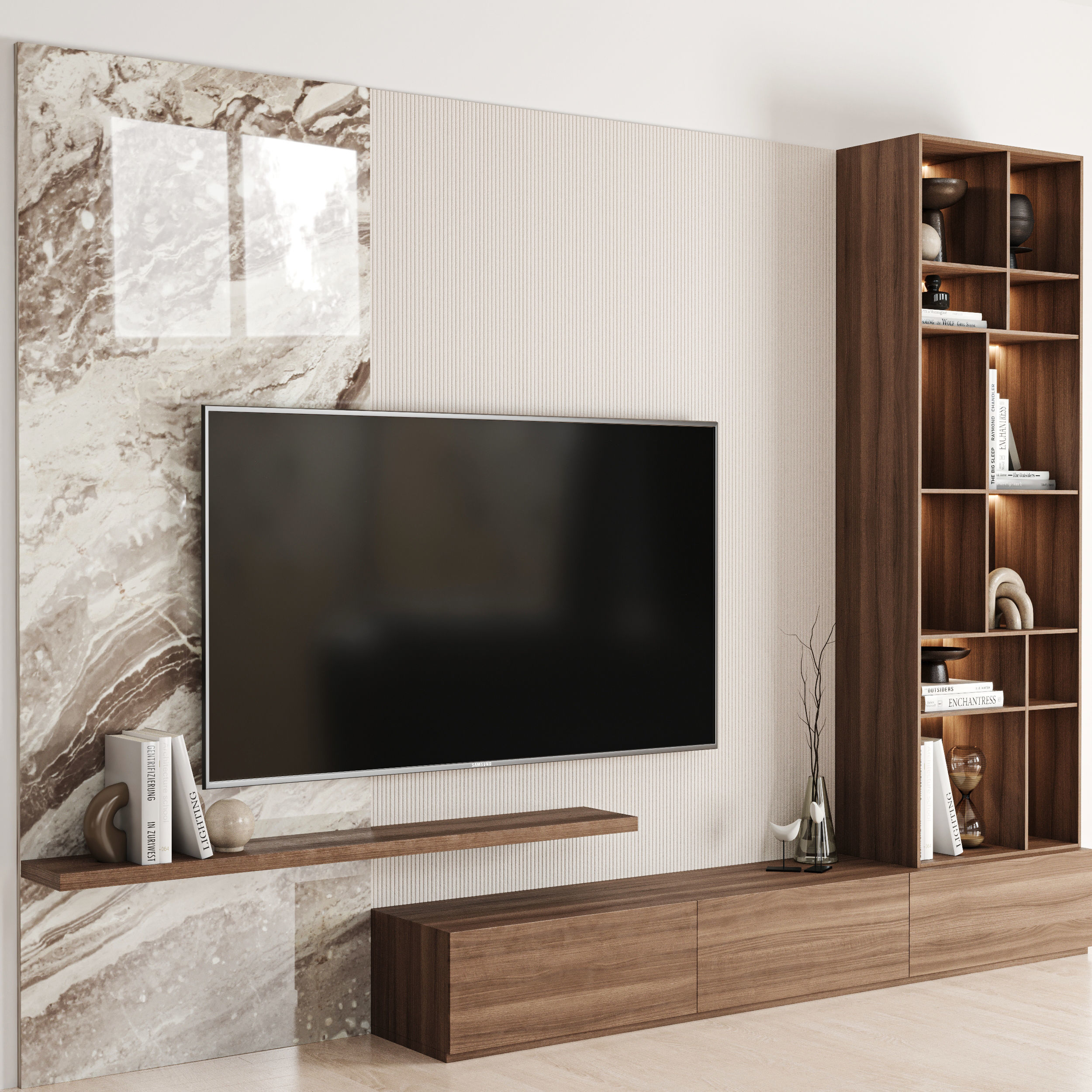 TV Wall 02 3D model_1
