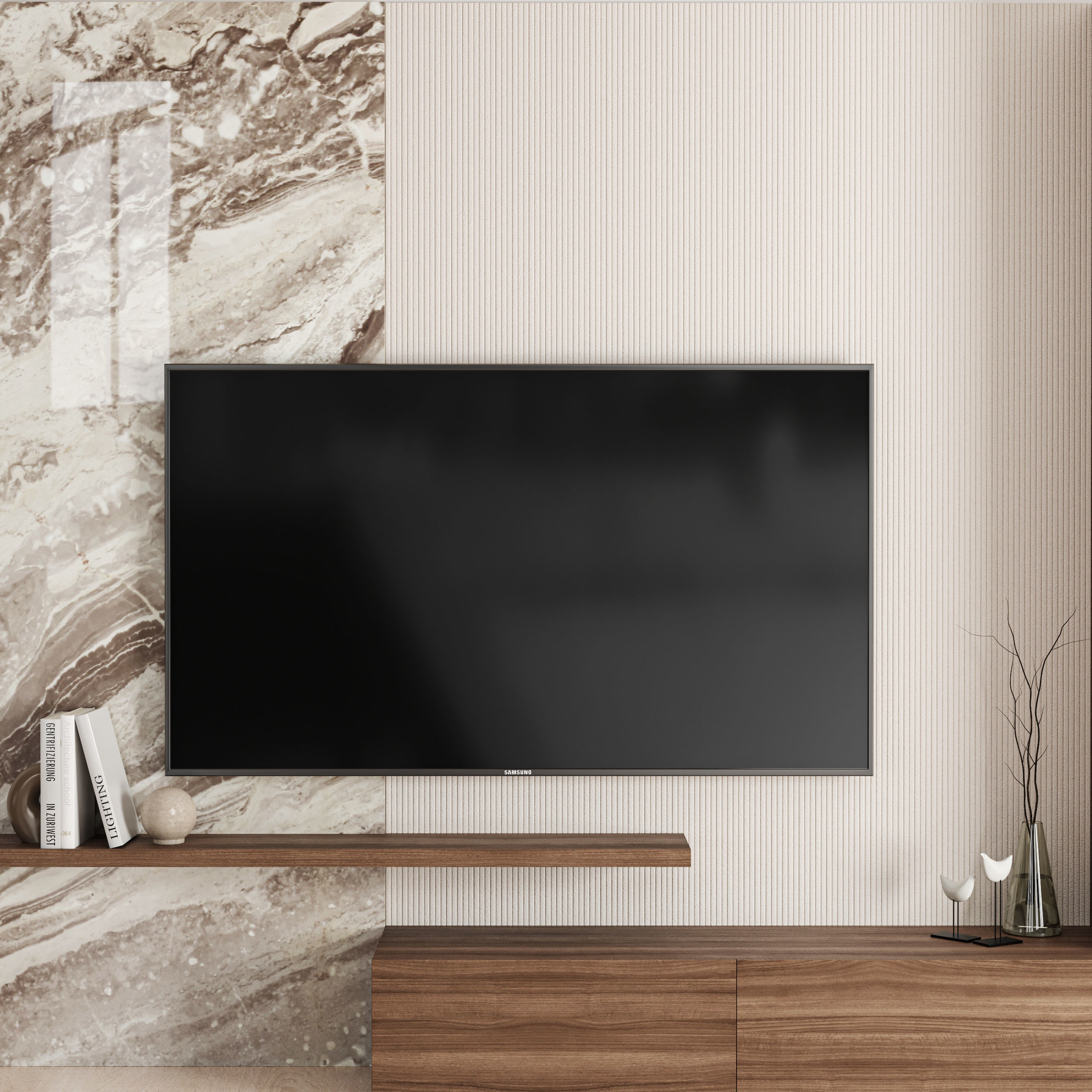 TV Wall 02 3D model_6