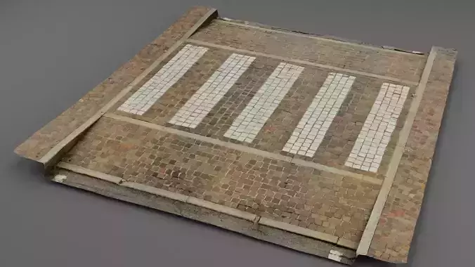 Pedestrian crossing cobblestones mid-poly