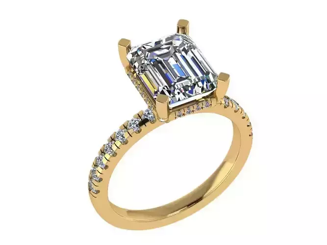 Ring326 emerald cut diamond engagement ring gold