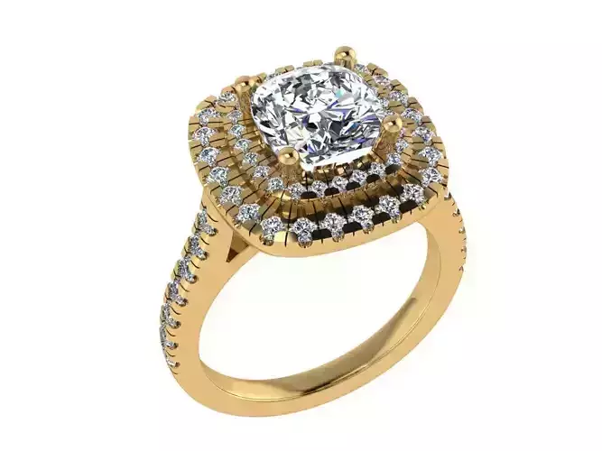 Ring327 cushion cut diamond engagement ring gold