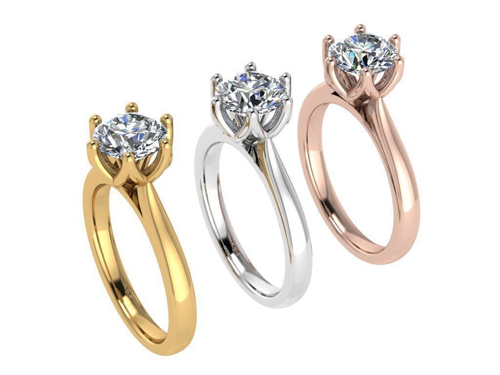 Ring328 solitaire engagement ring gold 3D print model_4