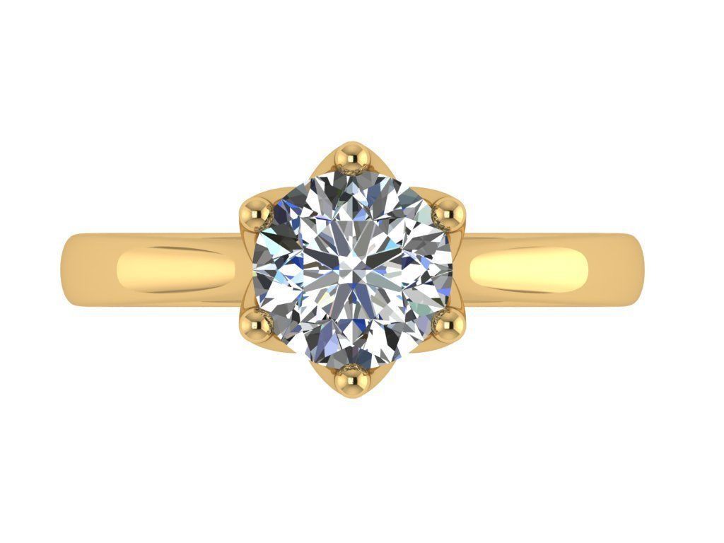 Ring328 solitaire engagement ring gold 3D print model_1