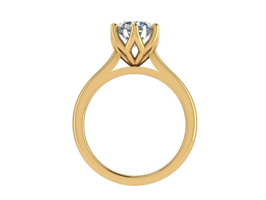 Ring328 solitaire engagement ring gold 3D print model_2
