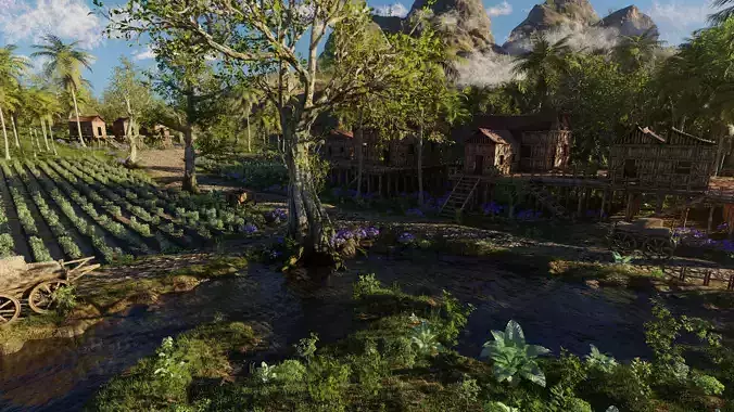 Medieval Farm Scene 3D model