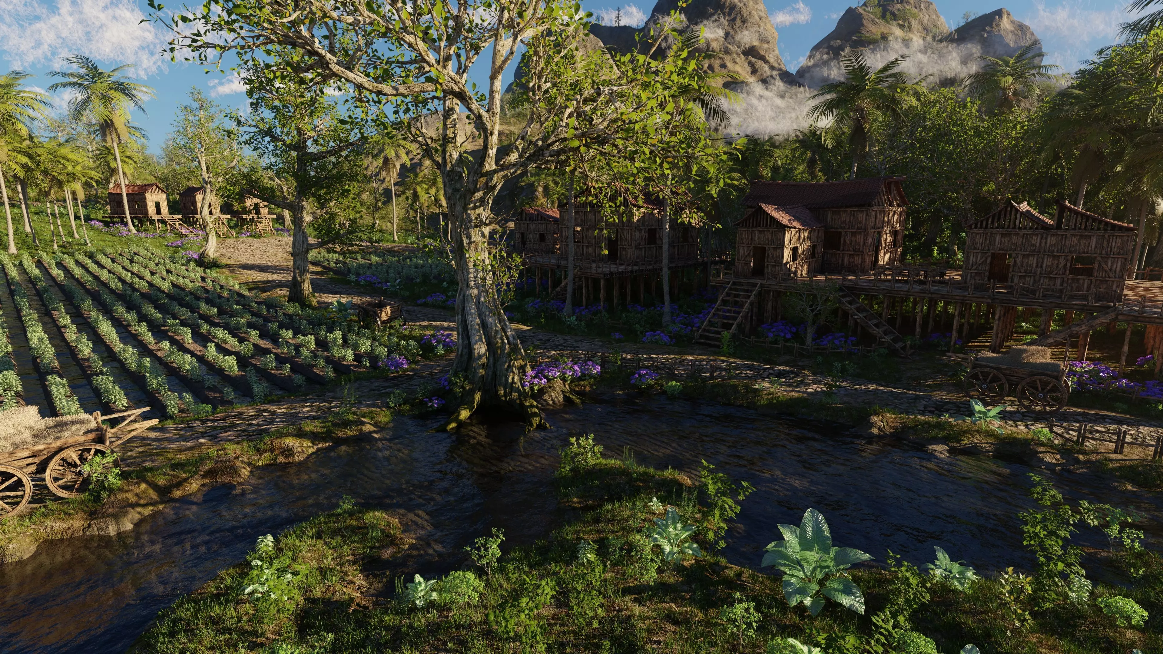 Medieval Farm Scene 3D model_0