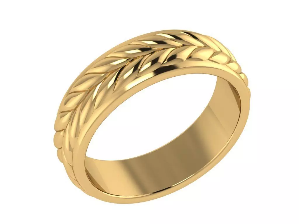 Ring330 gold band with braided design 3D print model_0