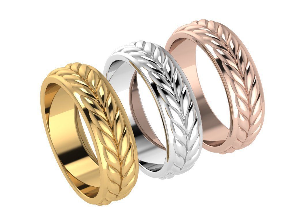 Ring330 gold band with braided design 3D print model_4