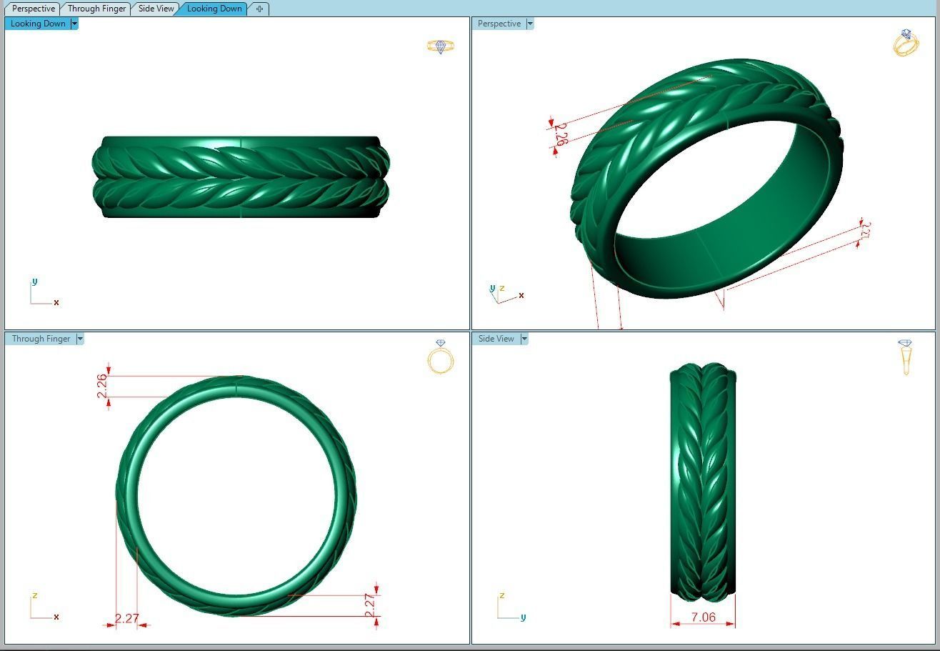 Ring330 gold band with braided design 3D print model_5