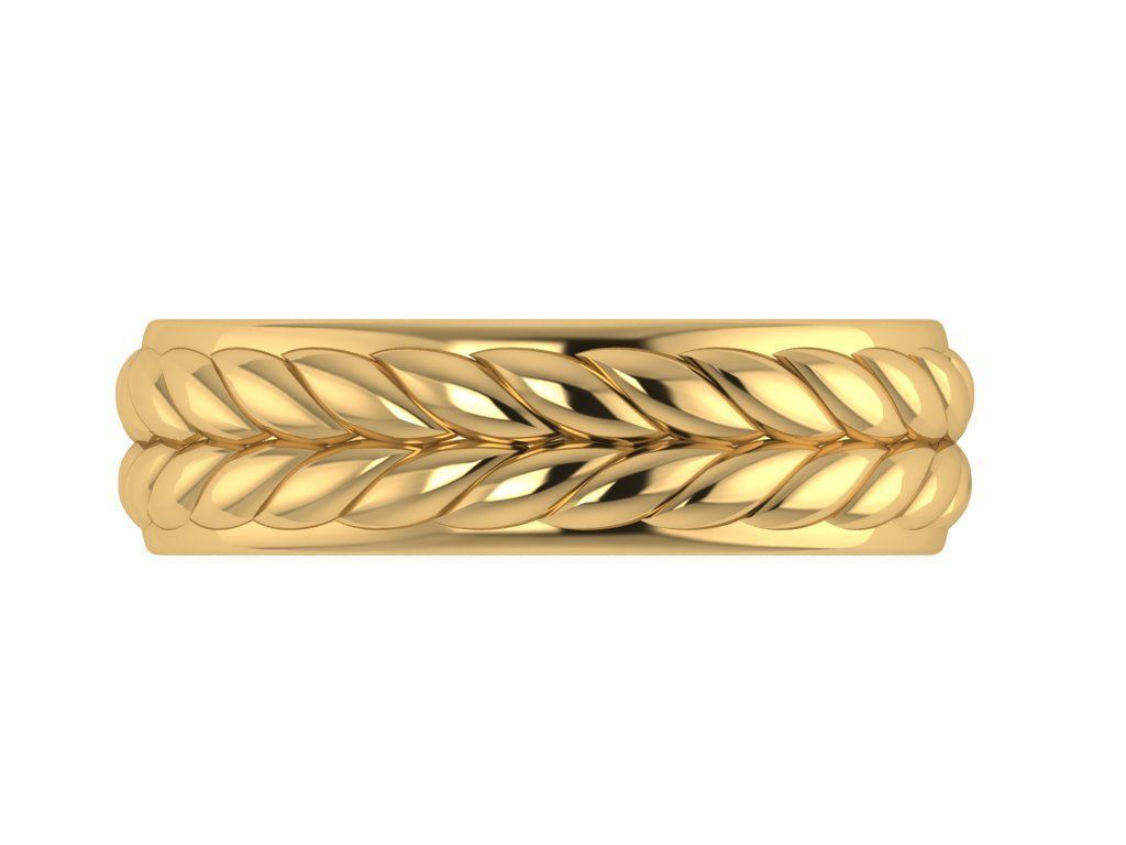 Ring330 gold band with braided design 3D print model_1