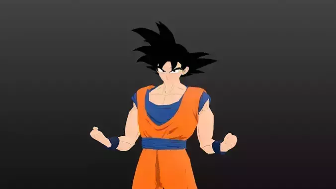 Son Goku cel-shaded and Rigged 3D model
