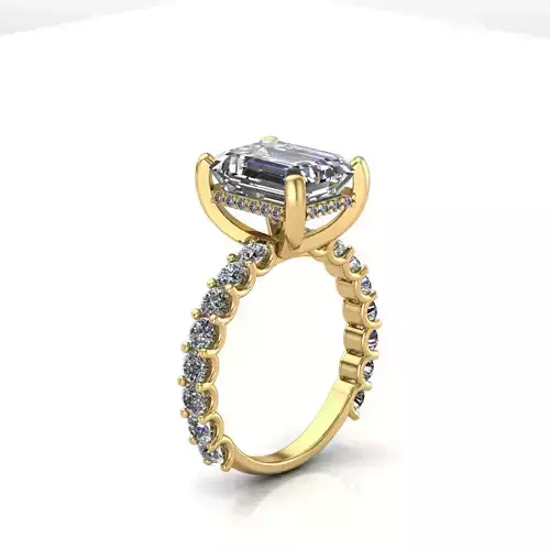 Engagement ring with emerald center