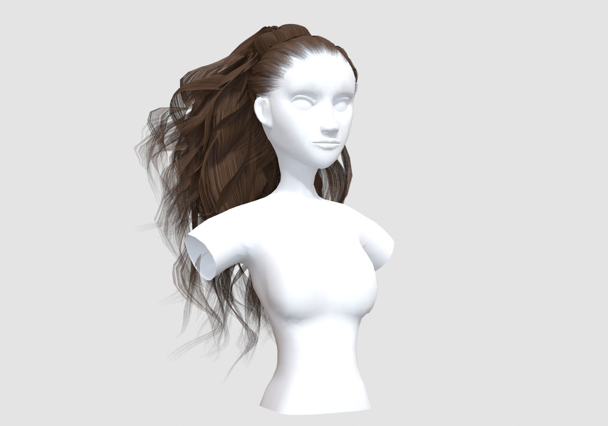 Wavy Female Hairstyle 3D model_1