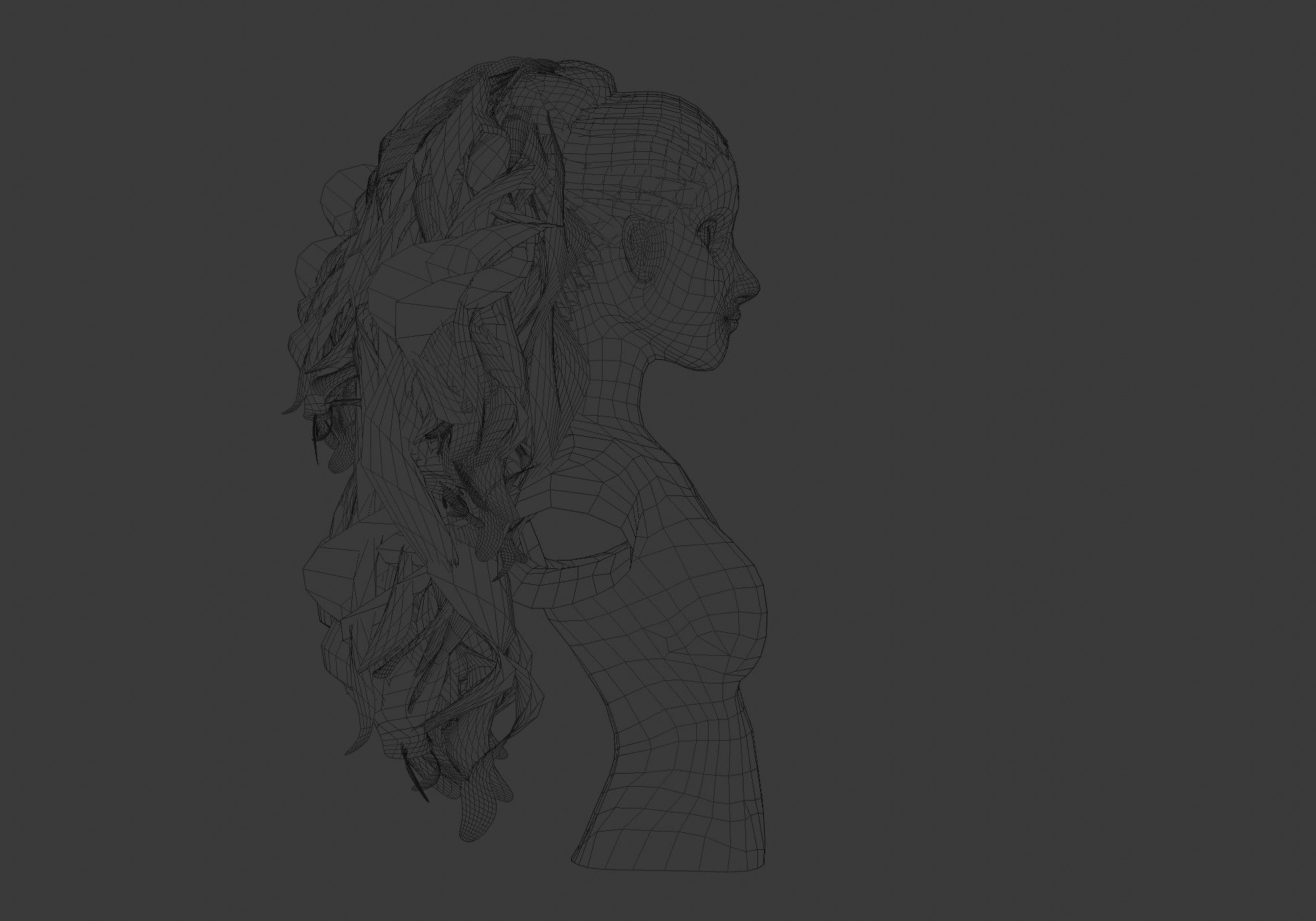 Wavy Female Hairstyle 3D model_7