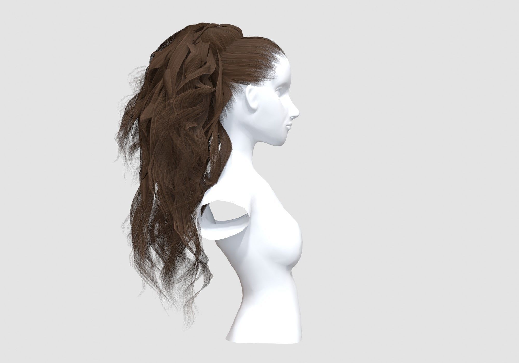 Wavy Female Hairstyle 3D model_2