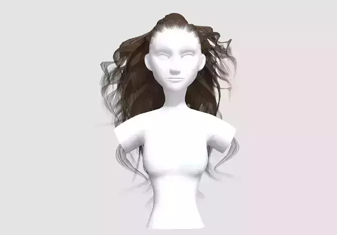 Wavy Female Hairstyle 3D model Wavy Female Hairstyle 3D model