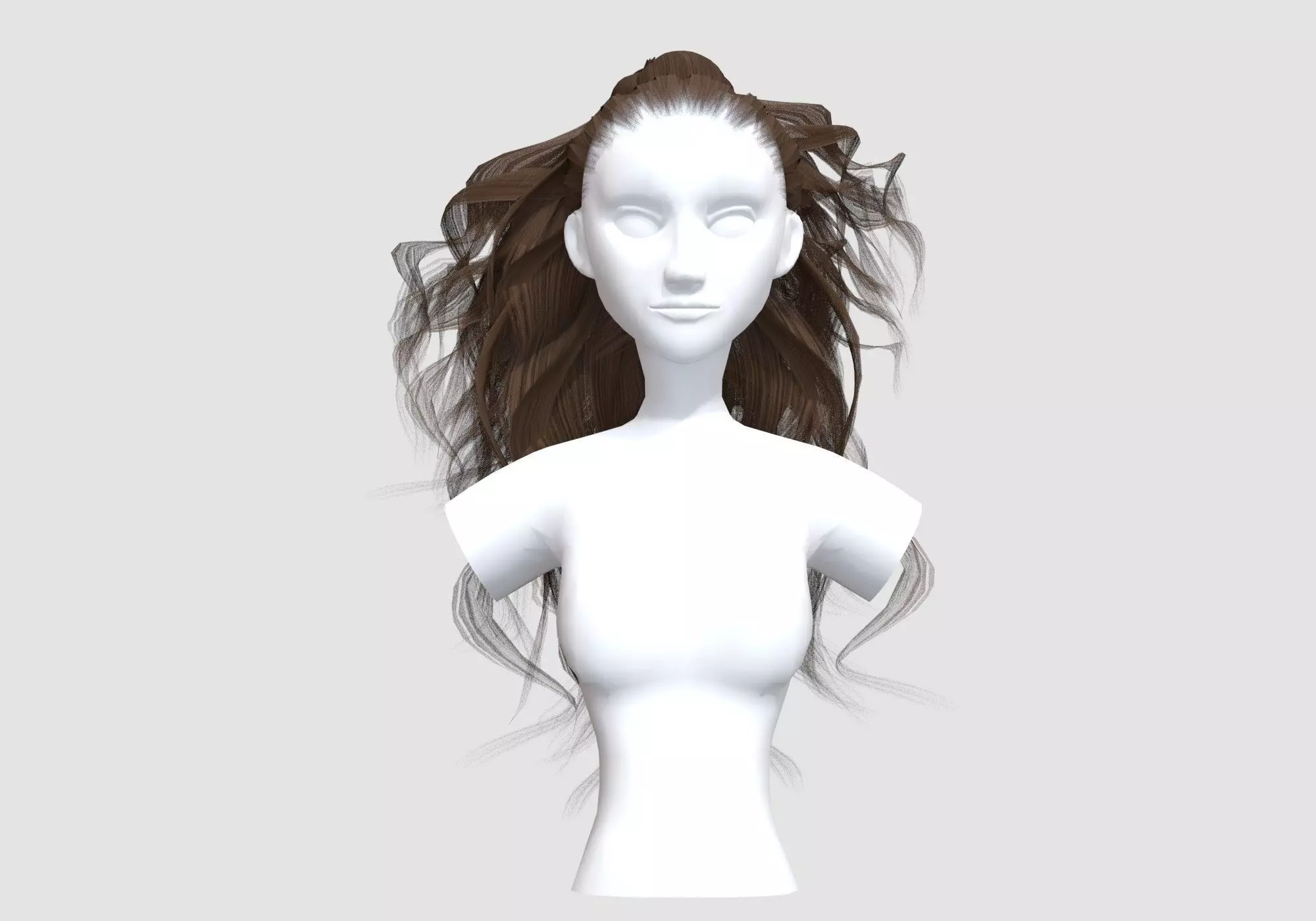 Wavy Female Hairstyle 3D model_0