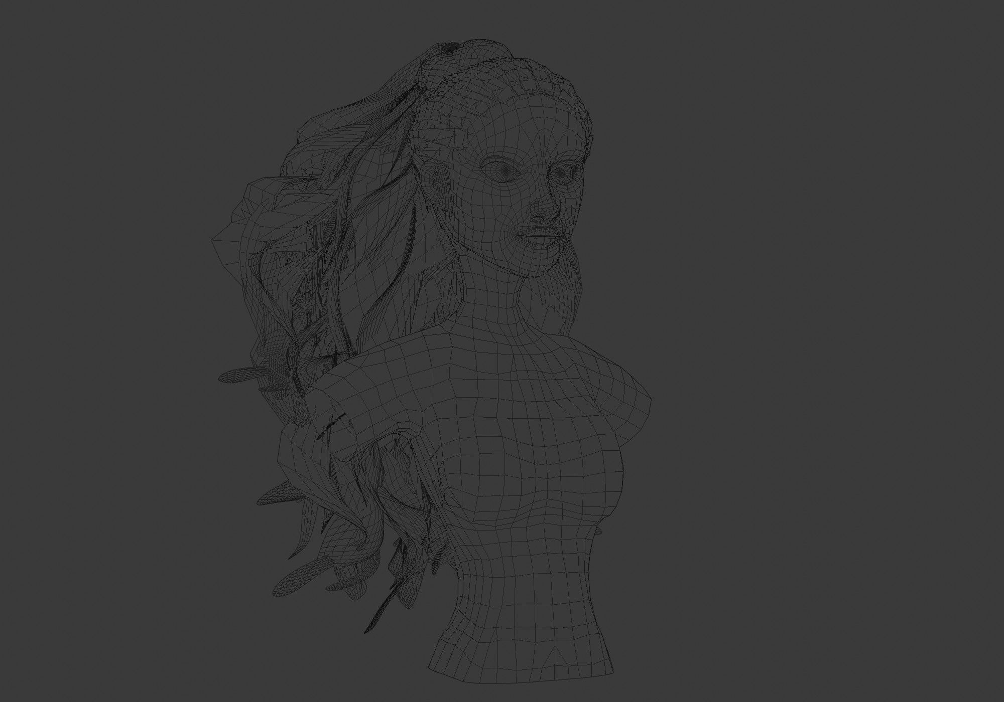 Wavy Female Hairstyle 3D model_6