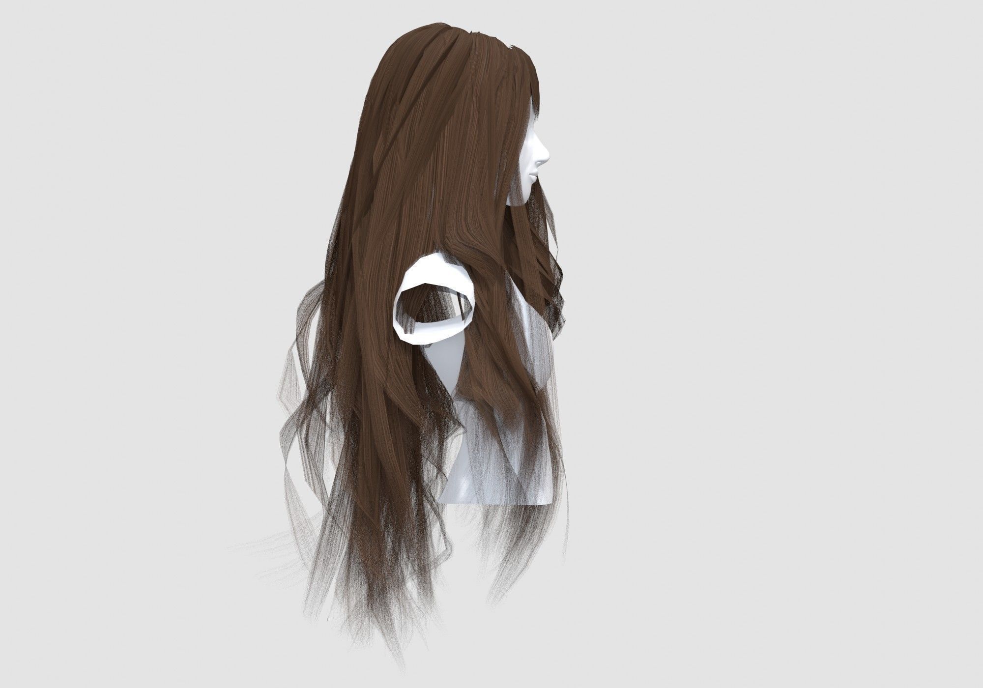 Wavy Bangs Hairstyle 3D model_2