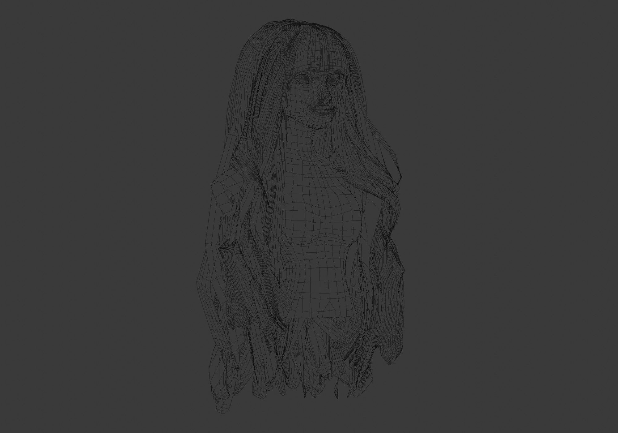 Wavy Bangs Hairstyle 3D model_6