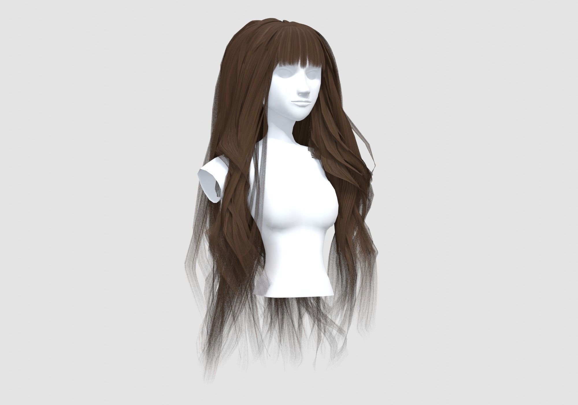 Wavy Bangs Hairstyle 3D model_1