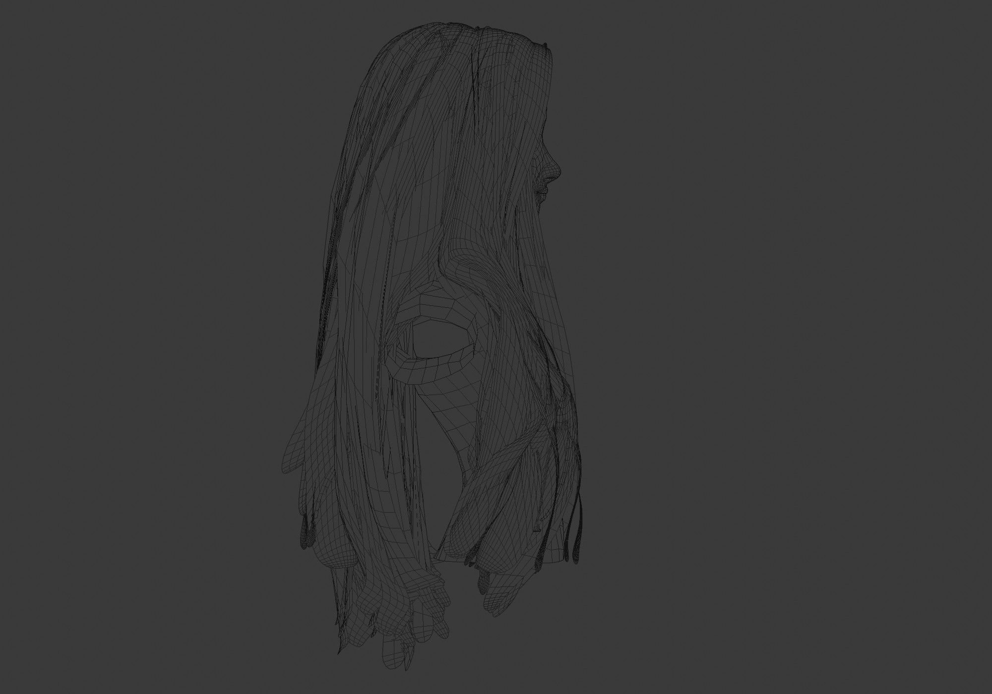 Pretty Long Hairstyle 3D model_7