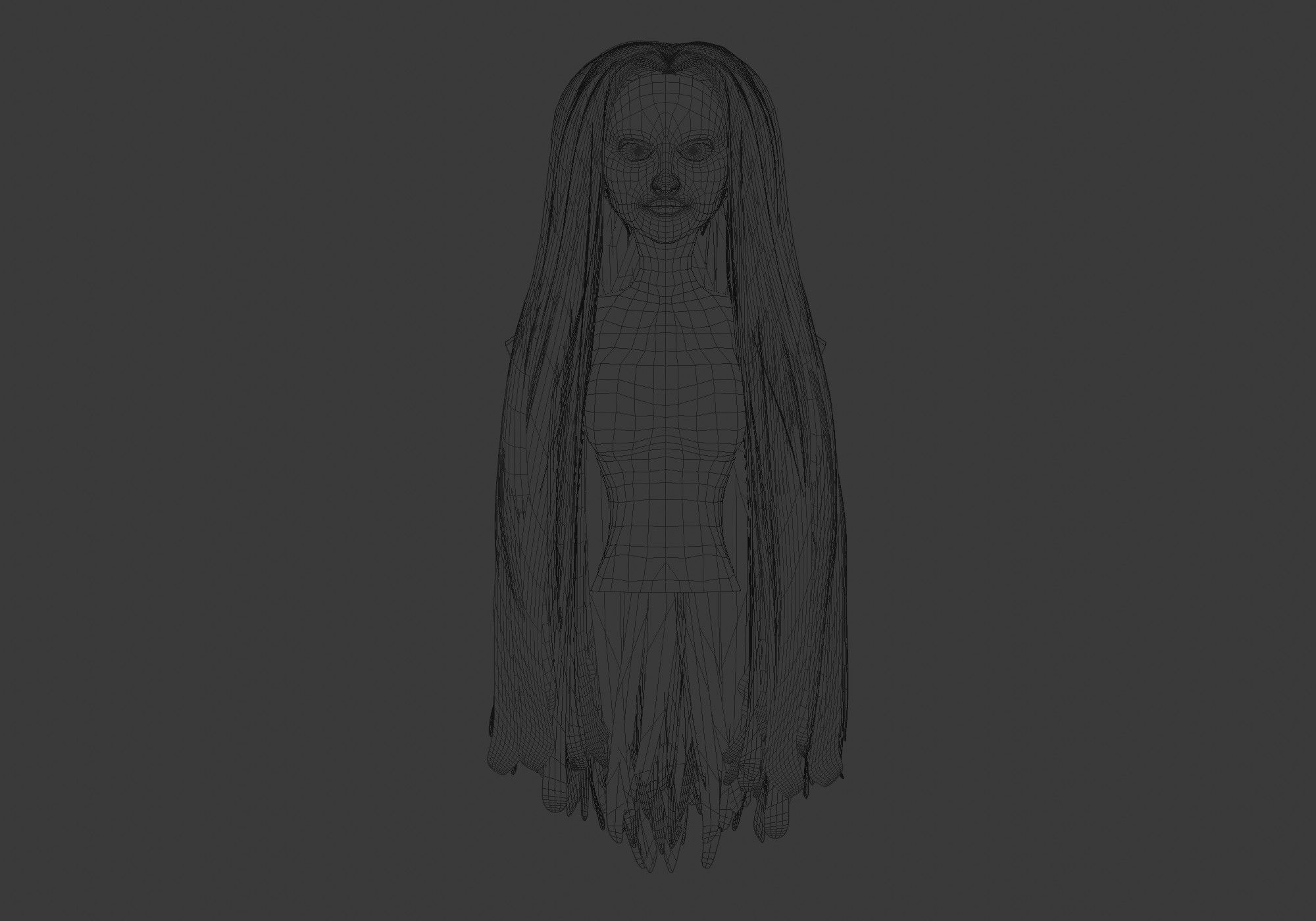 Long Basic Hairstyle 3D model_5