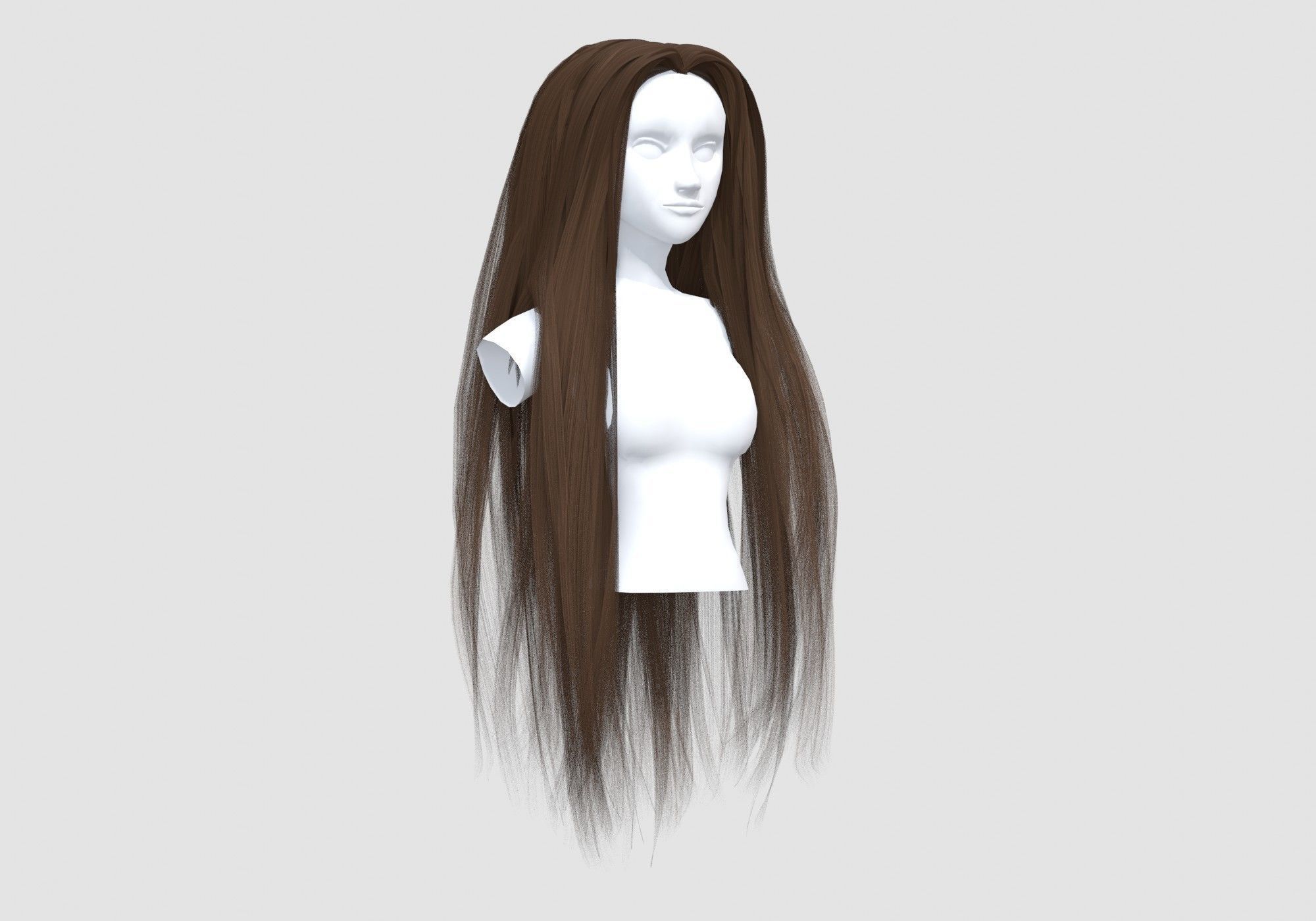 Long Basic Hairstyle 3D model_1