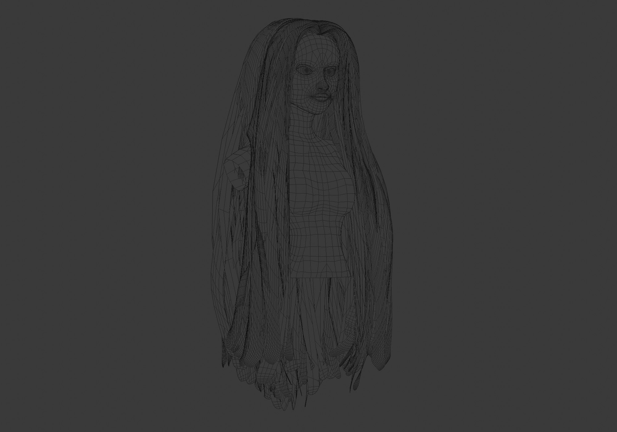 Long Basic Hairstyle 3D model_6