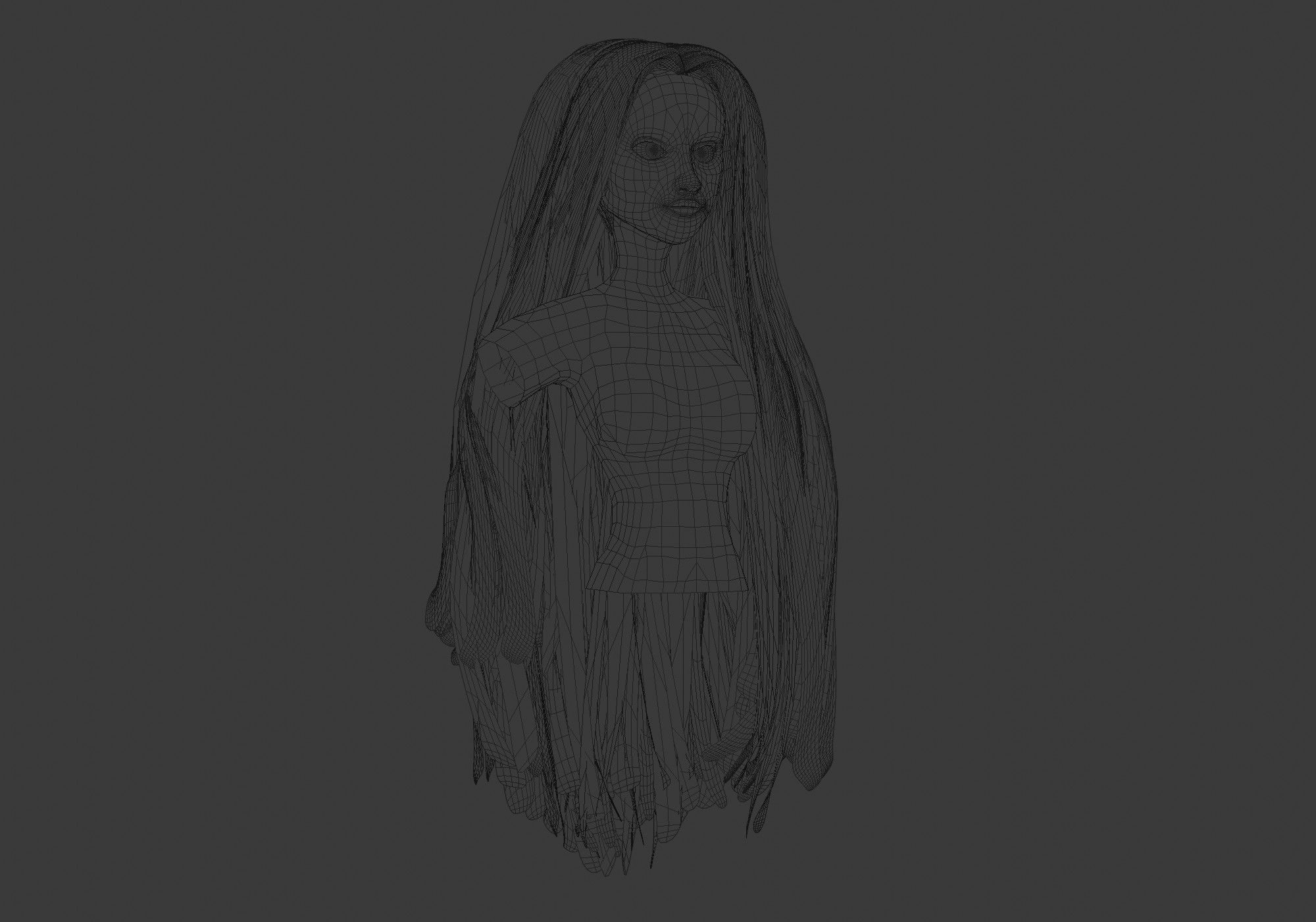 Long Basic Hairstyle 3D model_6