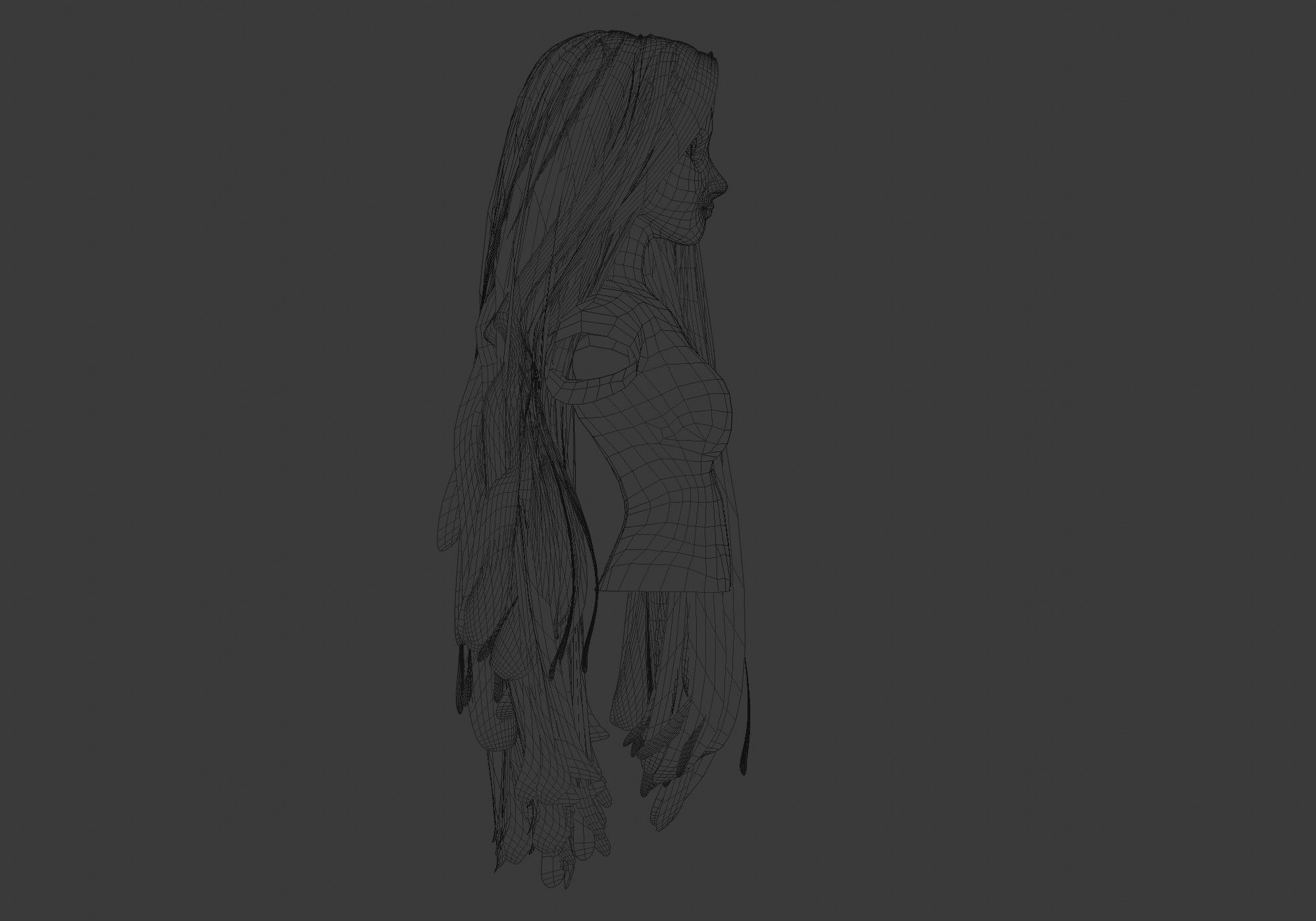 Long Basic Hairstyle 3D model_7