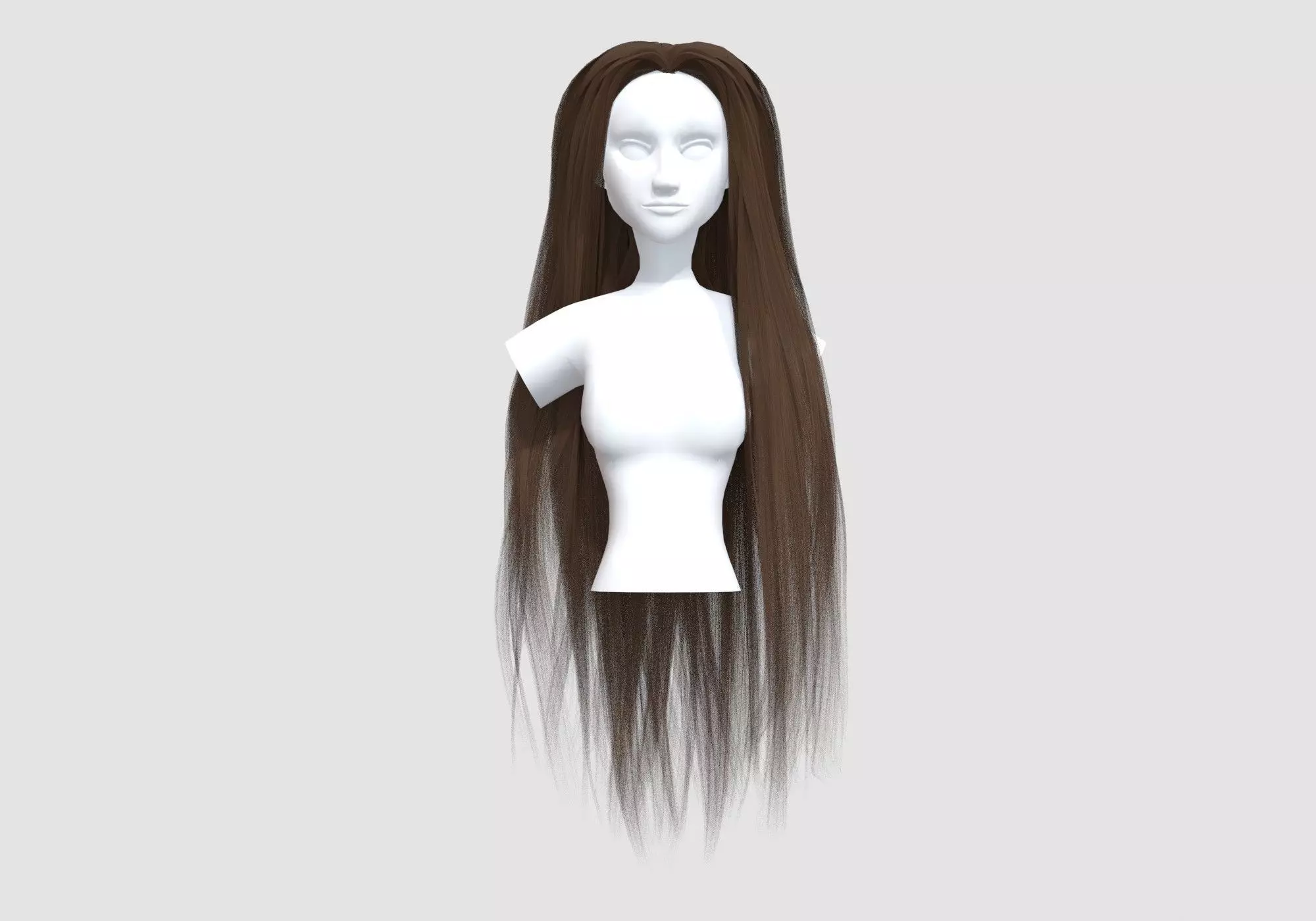 Long Basic Hairstyle 3D model_0