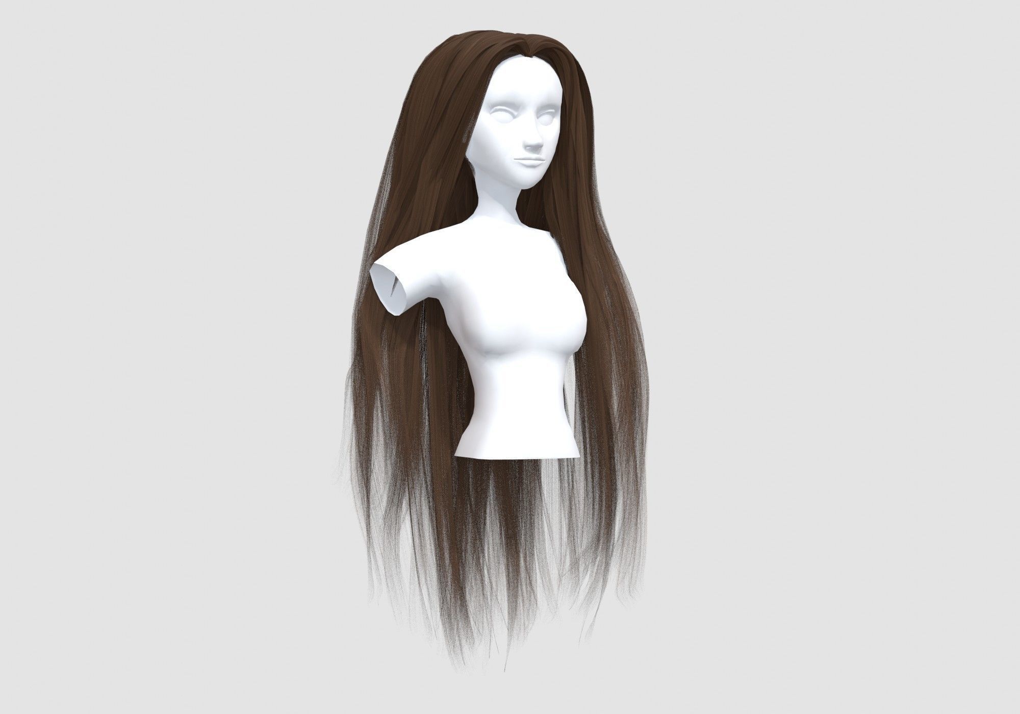 Long Basic Hairstyle 3D model_1