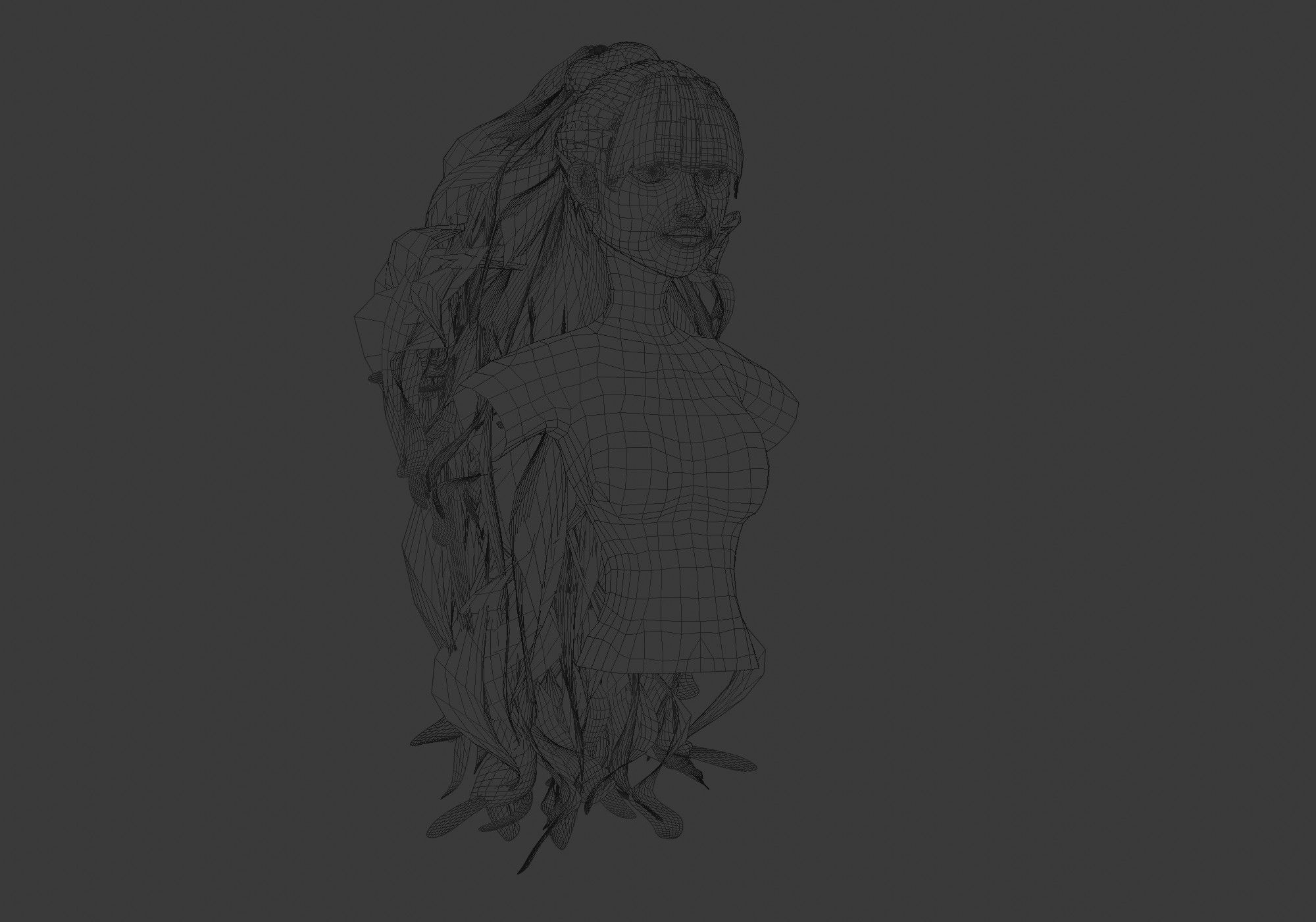 Female Wavy Hairstyle 3D model_6