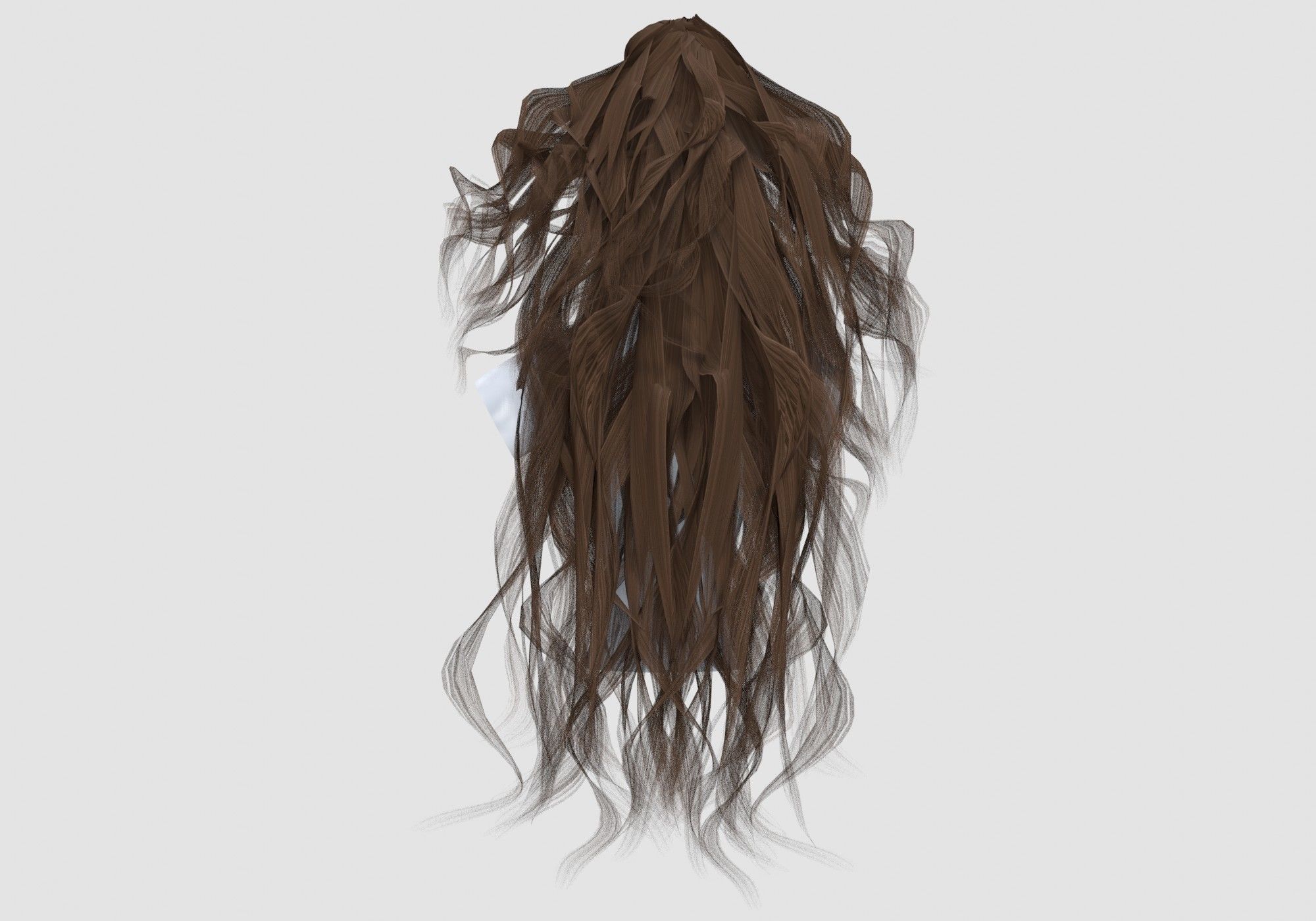 Female Wavy Hairstyle 3D model_4