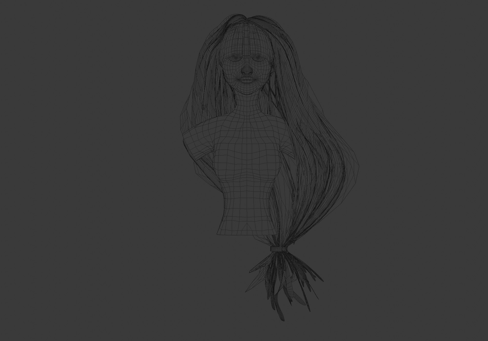 Female Long Hairstyle 3D model_5