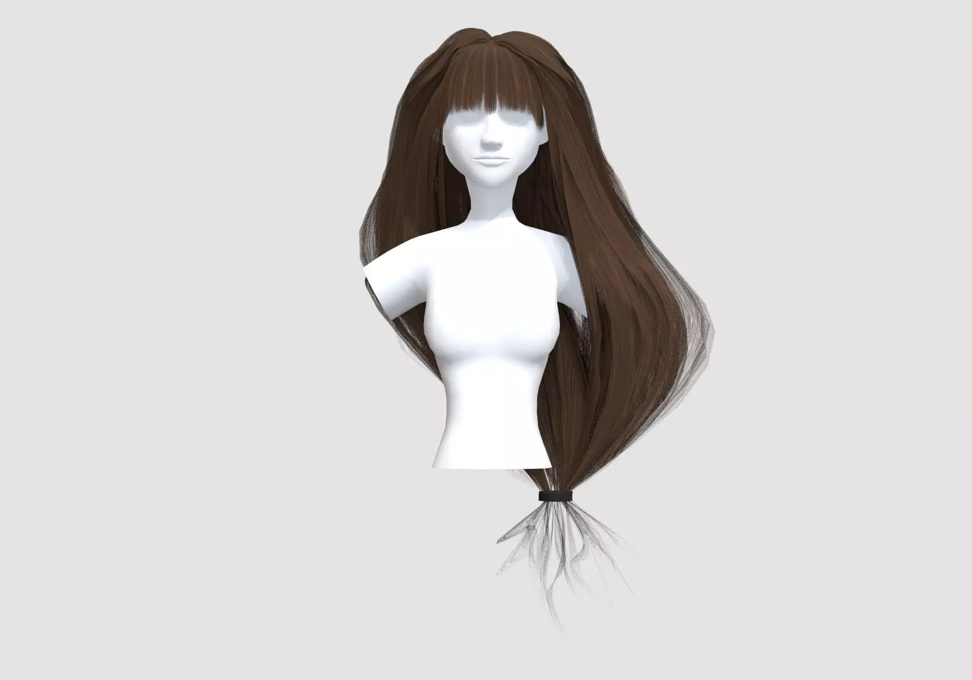 Female Long Hairstyle 3D model_0