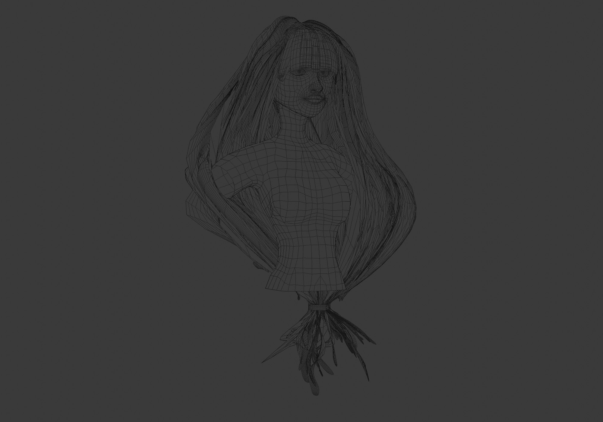 Female Long Hairstyle 3D model_6