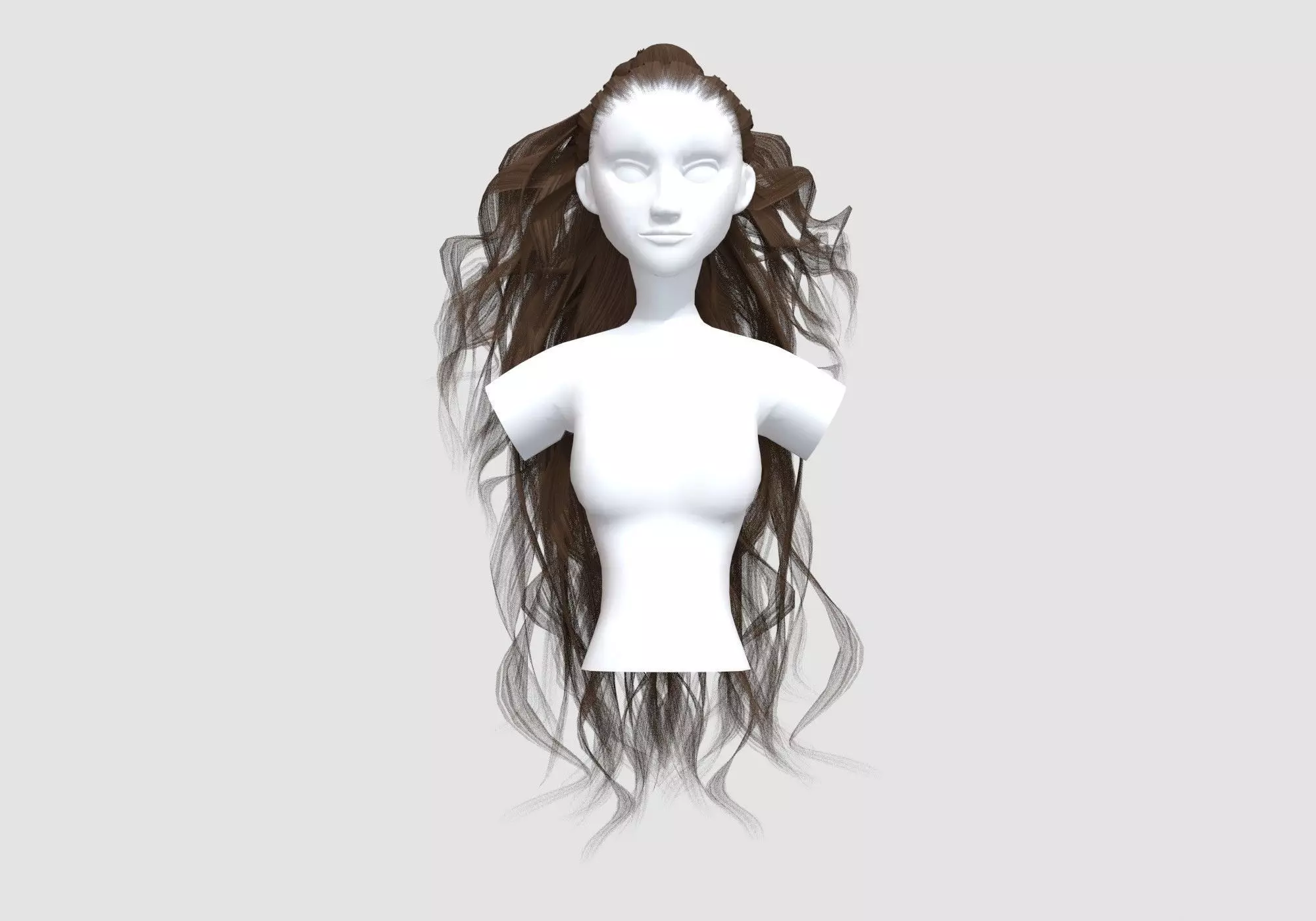 Female Long Hairstyle 3D model_0