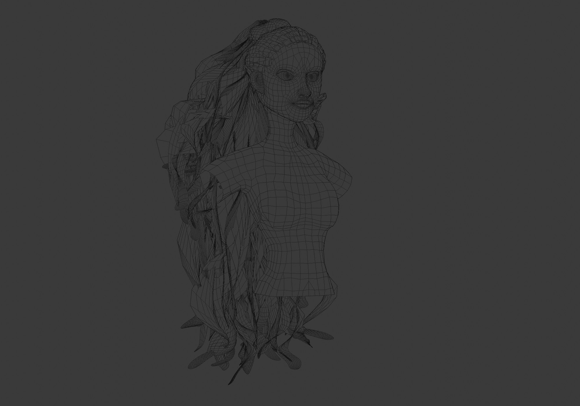 Female Long Hairstyle 3D model_6