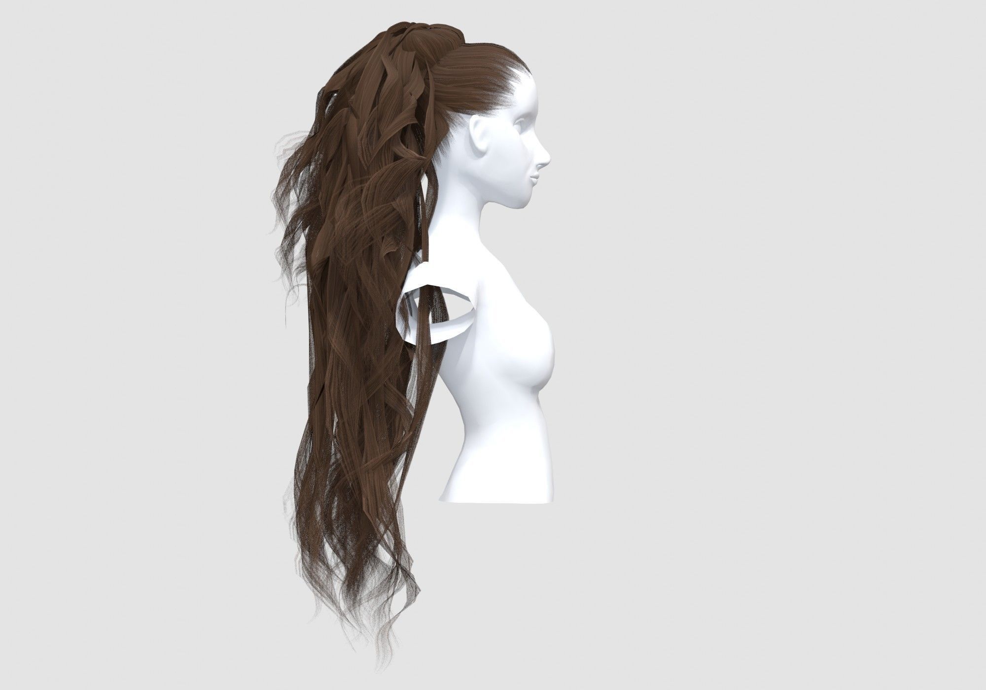 Female Long Hairstyle 3D model_2