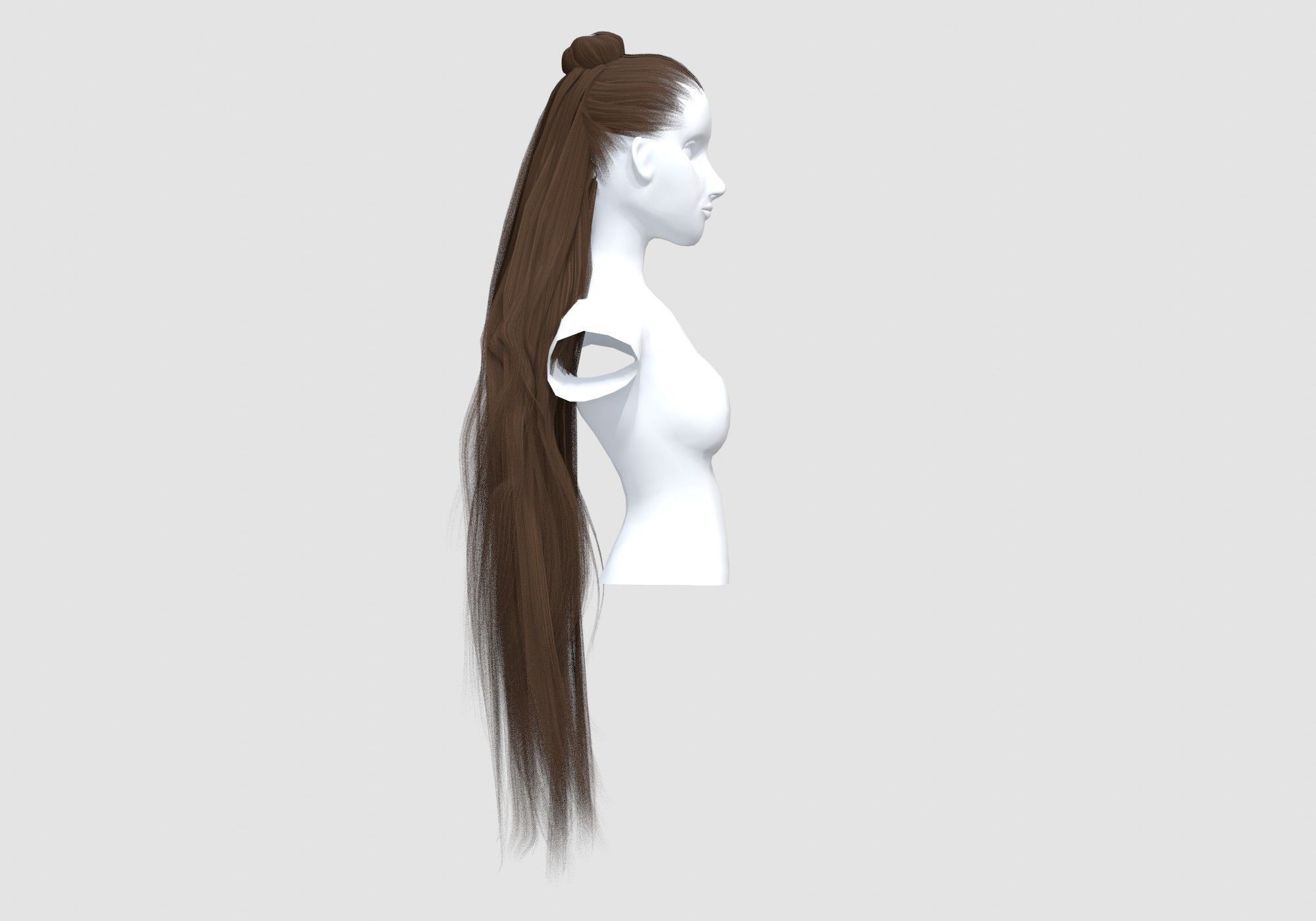 Bun Pigtail Hairstyle 3D model_2