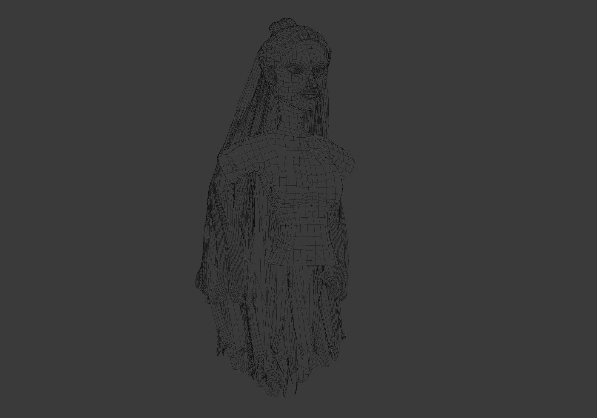 Bun Pigtail Hairstyle 3D model_6