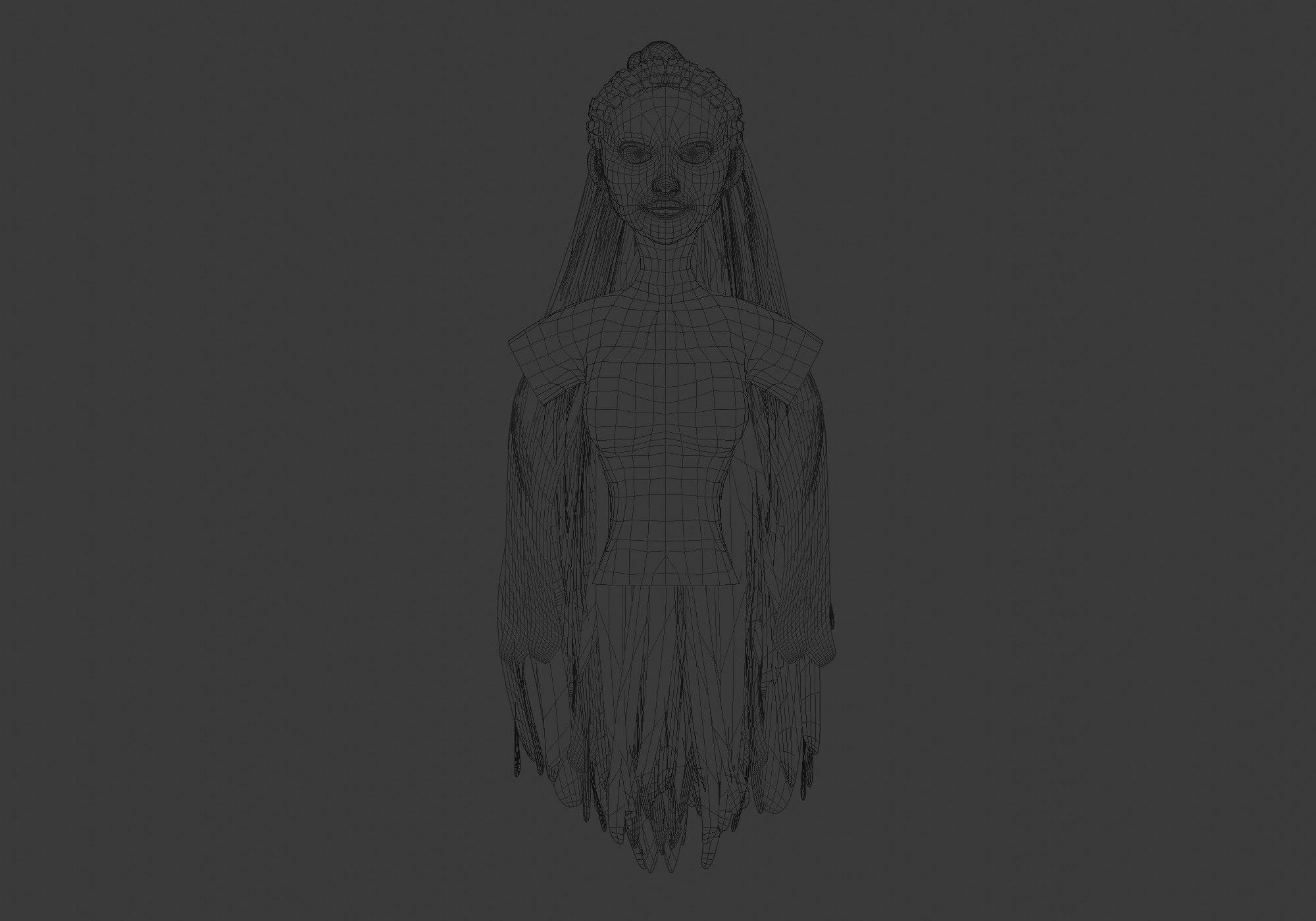 Bun Pigtail Hairstyle 3D model_5