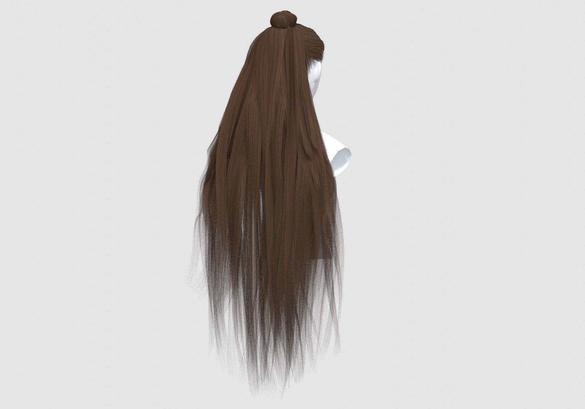 Bun Pigtail Hairstyle 3D model_3